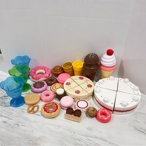 Lot of Desert Toys Plastic And Wood Ice Cream Cake